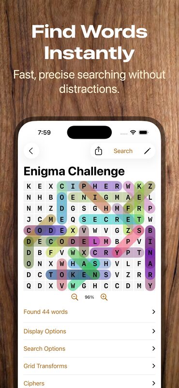 Enigma Word Search screenshot - find words instantly
